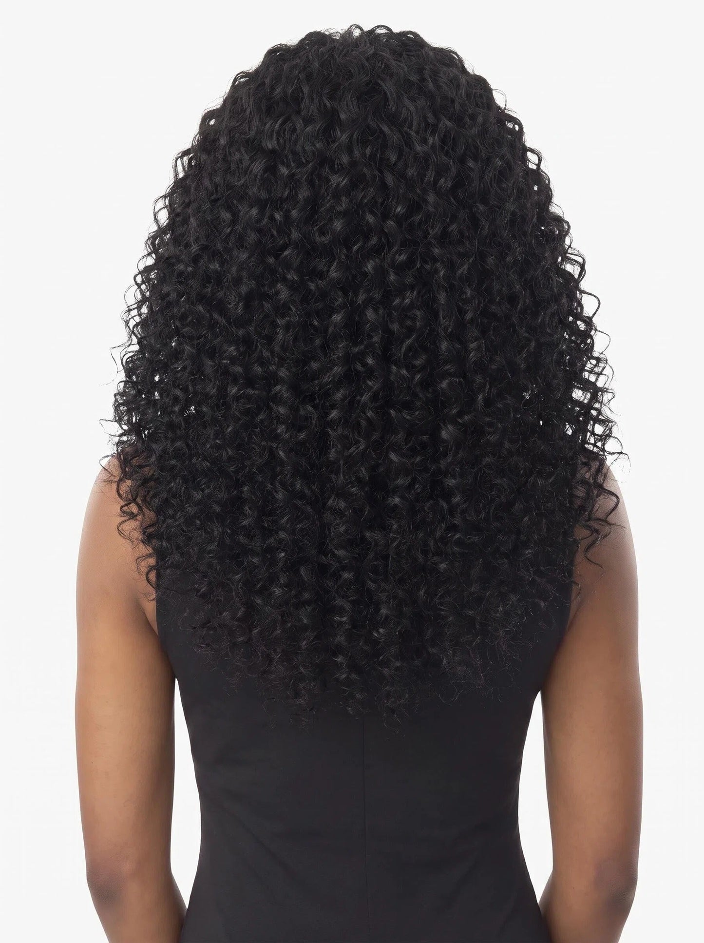 Luxury Deep Wave Lace Front Wig – Long Natural Black Human Hair Wig with Middle Part