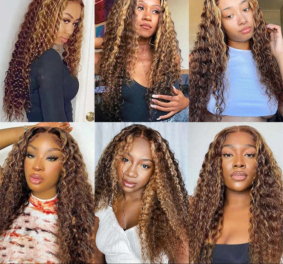 Highlight P4/27 Deep wave 3 Bundles With 13x4 Transparent Lace Frontal