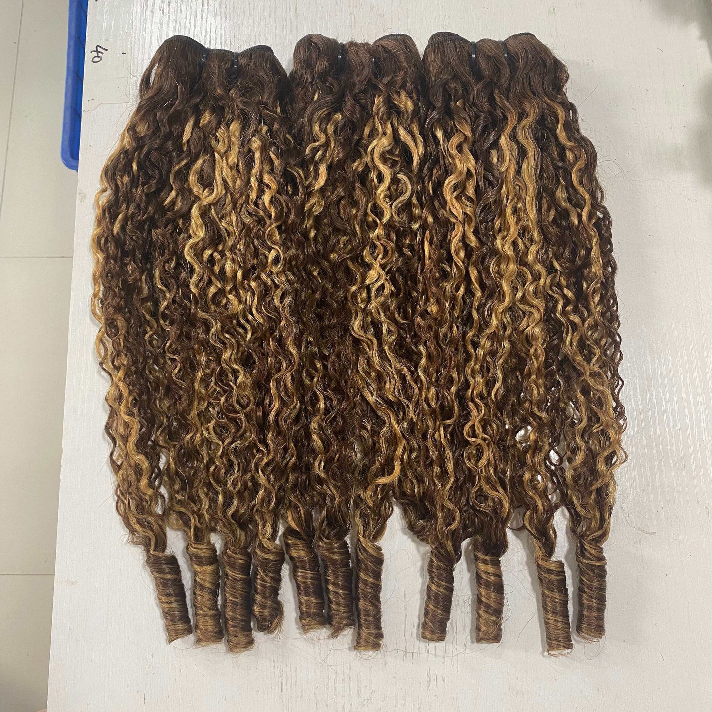 Hair Highlight P4/27 Burmese Curly Human Hair 3 Bundles Extension Hair Weave Bundles