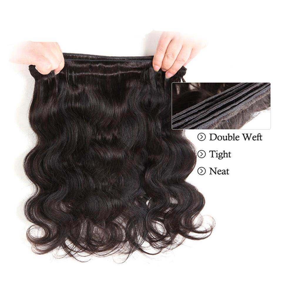 (B1) Body Wave Bundles Human Hair 3 Bundles Natural Black Color Virgin Weave Bundles Hair Extensions