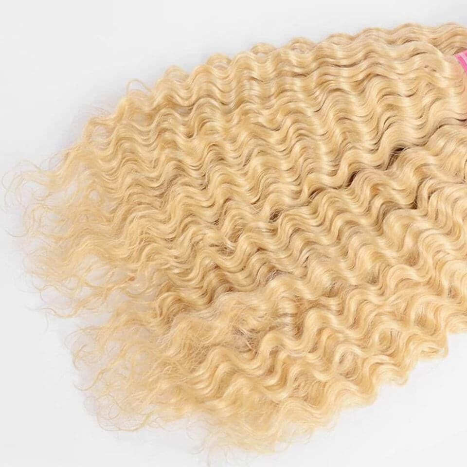 613 Blonde Deep Wave 3 Bundles human hair
