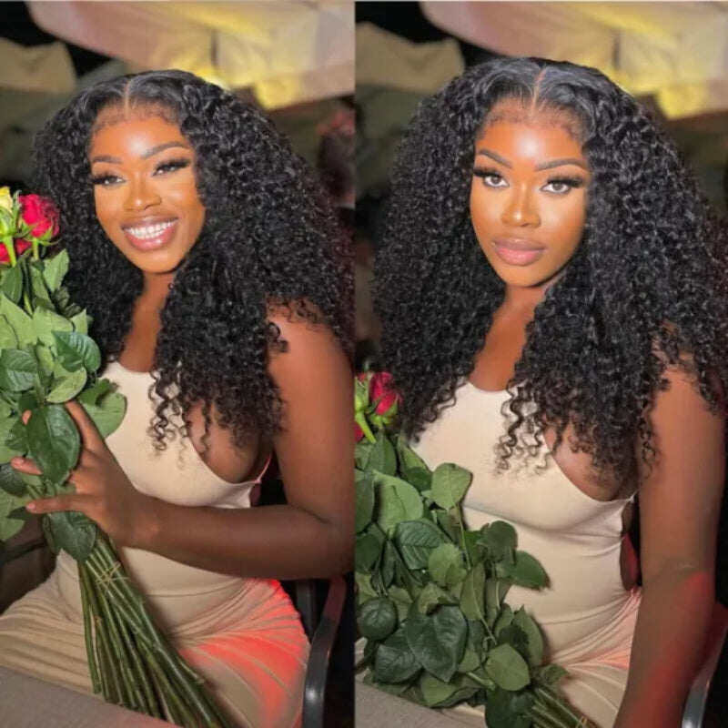 Hair 4C Curly Edge 360 HD Lace Frontal Wig Invisible Strap Bleached Knots Pre Cut Lace Glueless