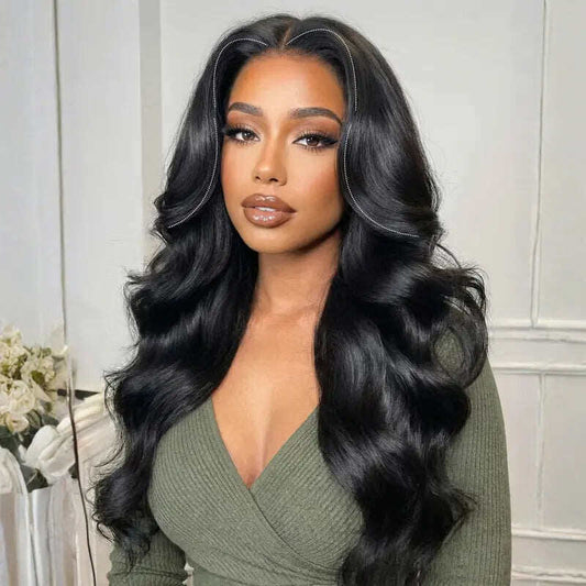 Body Wave 13x6 Lace Frontal Wig Human Hair Pre Plucked Pre Bleached 180% Density Beginner Friendly
