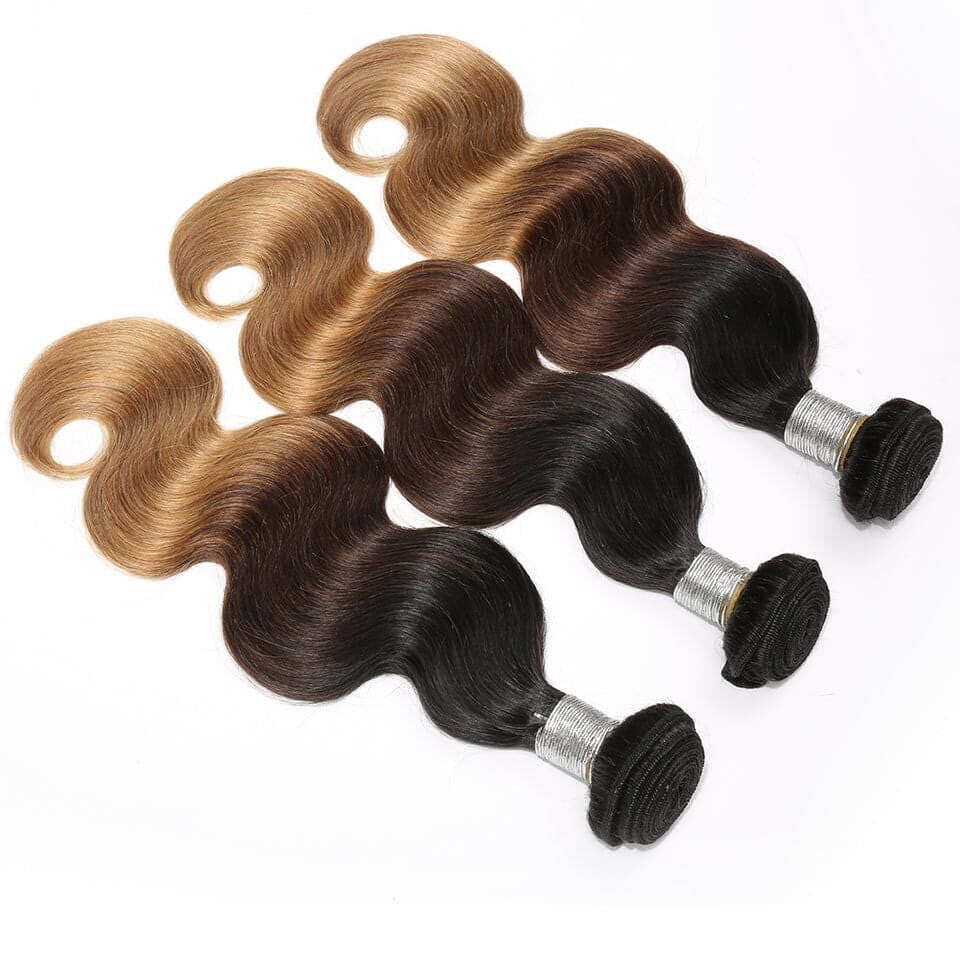 Ombre Color 1b/4/27 Body Wave 3 Bundles Virgin Hair