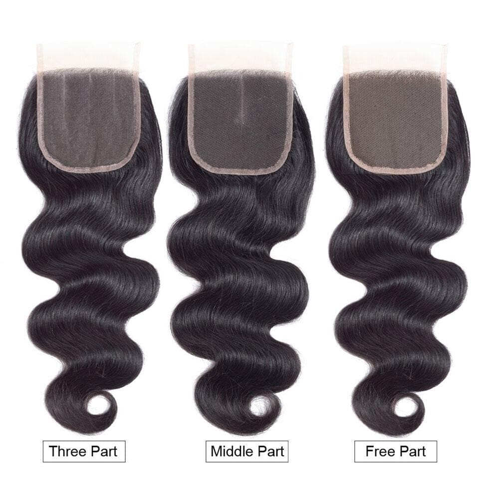 Body Wave Virgin Hair 3 Bundles with 4X4 Lace Closure