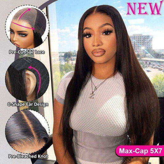 Glueless Max-cap Superlove Wear Go Pre-Cut 5X7 Straight Wig