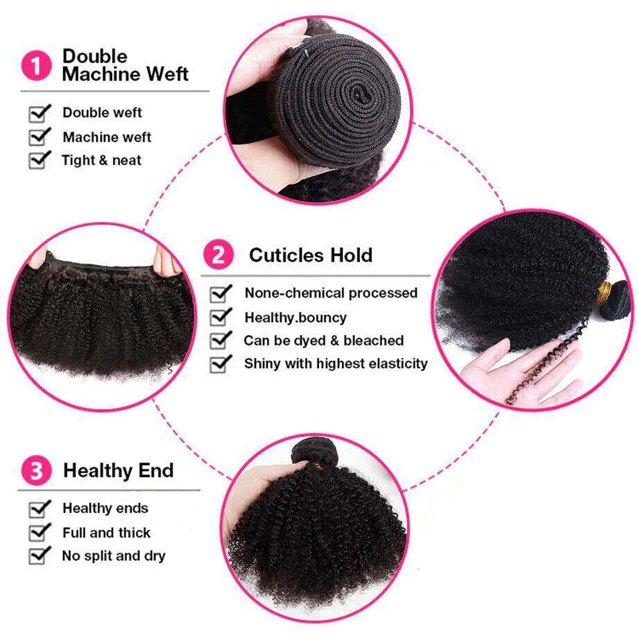 Hair Afro Curly 2 Bundles Virgin Human Hair Bundle Deal Hair Extensions