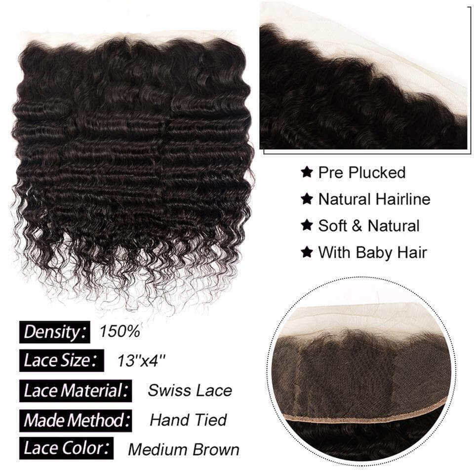 Loose Deep Wave 3 Bundles with 4x4 Closure / 13x4 Frontal 100% Human Hair extension