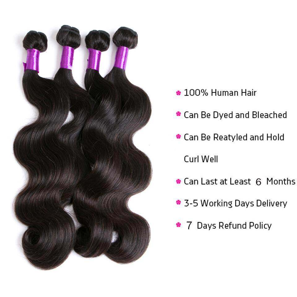 4 Bundles Body Wave Virgin Human Hair Extension 8-40 inches