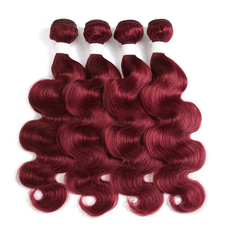 Red Bundles Burg body wave 4 Bundles 100% Virgin Human Hair Extension