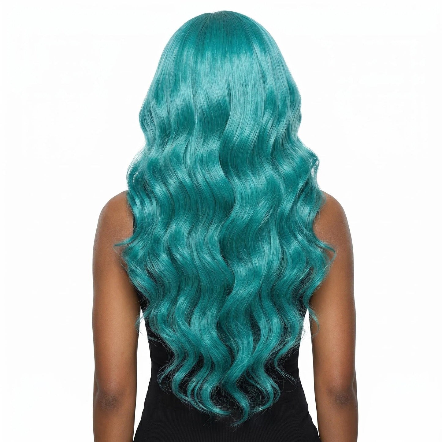 Aqua Blue Long Wavy Lace Front Wig – Premium Heat-Resistant Synthetic Hair