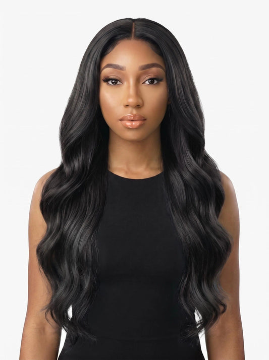 Natural Black Long Body Wave Lace Front Wig – Premium Heat-Resistant Synthetic Hair